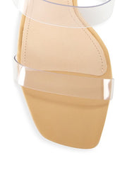 Schutz Acrylic Beige Square Toe Translucent Straps High Heels Sandals