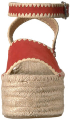Pour La Victoire Ria Poppy Red Suede Open Toe Espadrille Platform Wedge Sandals