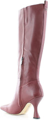 Sam Edelman Adi Bordeaux Spool Heel Squared Toe Zipper Leather Knee High Boots