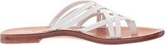Sam Edelman Marinea White Leather Slip On Open Toe Strappy Flat Slides Sandals