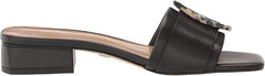Sam Edelman Deacon Black Squared Open Toe Buckle Detailed Slides Heeled Sandals