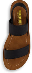 Cushionaire Ina Black Slip On Stretch Memory Foam Fashion Slip On Sandals 8.5
