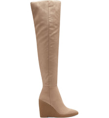 Jessica Simpson Cassida Nude Over The Knee Taupe Suede Platform Wedge Boots