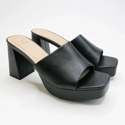 A New Day Kathy Black Fashion Slip On Open Toe Platform Heeled Sandals 11