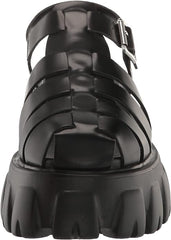 Steve Madden Echo Black Ankle Strap Chunky Platform Block Heel Fisherman Sandals