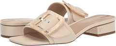 Sam Edelman Deacon Modern Ivory Squared Open Toe Buckle Slides Heeled Sandals