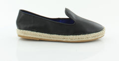 Jeffrey Campbell Womens Abides Black Leather Rounded Toe Espadrille Flat Loafers