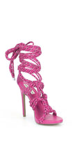 Steve Madden Fiore Pink Multi Strappy Open Toe Tie Up High Heeled Sandals