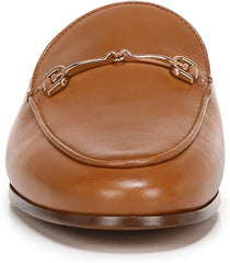 Sam Edelman Linnie Saddle Leather Chain Embellished Slip On Almond Toe Flat Mule