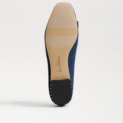 Sam Edelman Maren Como Blue/Black Slip On Squared Toe Bow Detailed Ballet Flats