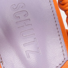 Schutz Lirah Bright Tangerine Slingback Strap Open Toe Block High Heel Sandals