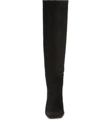 Sam Edelman Olly Black Squared Toe Block Heel Pull On Knee High Fashion Boots