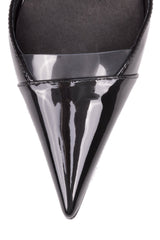 Jeffrey Campbell Zilema-2 HH CT Clear Ankle Strap Black Leather Pointed Pumps
