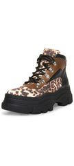 Steve Madden Vermont Leopard Multi Lace Up Hiker Chunky Combat Ankle Bootie