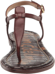 Sam Edelman Gigi Maple Bourbon Embossed Open Toe Ankle Strap Flats Sandals