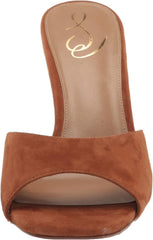 Sam Edelman Merrick Frontier Brown Slip On Squared Open Toe Wedge Heeled Sandals