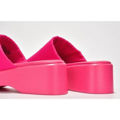 Wedge Platform Sandal Memory Foam Stretch Fabric Fitted Cloud Lightweight Slipper Chunky Heel Mule