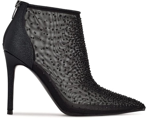 Nine West For Now P2 Black Mesh Pointed Toe Formal Pump Bootie Ankle Boots