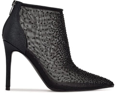 Nine West For Now P2 Black Mesh Pointed Toe Formal Pump Bootie Ankle Boots