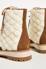 Cecelia New York River Nutella Lace Up Quilted Combat Boot Flat Ankle Booties