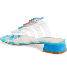 Cecelia New York Lincoln Slide Sandal Blue Slip On Clear Mule