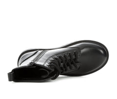 Soda Firm Black Lace Up Rounded Toe Chunky Platform Classic Combat Ankle Boots