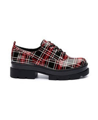 Jessica Simpson Sayze Red Combo Round Toe Lace Up Platform Flannel Oxford Flats