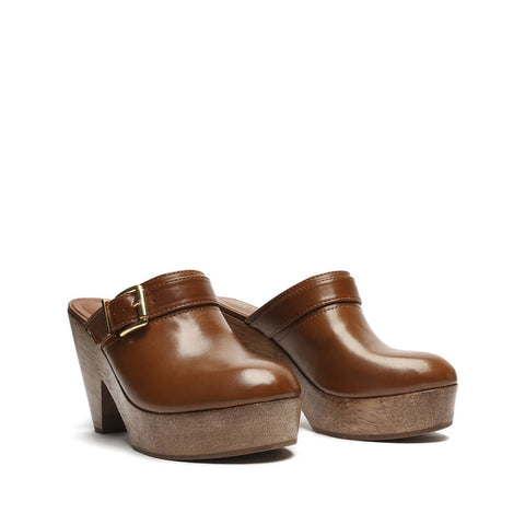 Schutz Nikyta Dark Brown Slip On Rounded Toe Cone-shaped High Heel Sandals