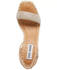 Steve Madden Submit Nude Rhinestone Fashion Open Toe Espadrille Wedge Sandals