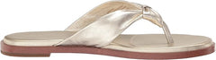 Cole Haan Fiona Soft Gold Squared Open Toe Slip On Flat Thong Slides Sandals