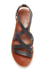Lucky Brand Jasmei Black Leather Espadrille Platform Caged Ankle Wedge Sandals