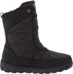 Kamik Hannah Black Rounded Toe Pull On Fur Trim Waterproof Mid-Calf Snow Boots