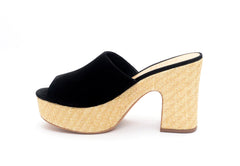 Schutz Womens Tharley Black Open-Toe Platform Block Heeled Slip-On Mules Sandals