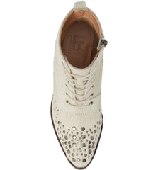 Lust For Life Portland Boot White Leather Lace Up Pointed Toe Combat Ankle Boots