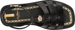 Sam Edelman Naima Black Narrow Leather Multi Straps Buckle Ankle Heel Sandals