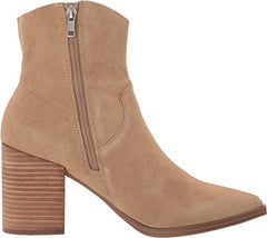 Steve Madden Cate Sand Suede Block Heel Pointed Toe Pull On Fashion Ankle Boots