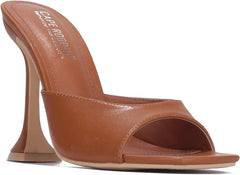 Cape Robbin Lithe Tan Sexy High Spool Heel Open Squared Toe Slip On Pumps