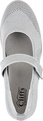 Cliffs by White Mountain Playful Lt Grey/Knit/Fab Mary Jane Style Slip On Flats