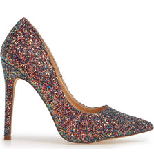 Lauren Lorraine Susan Black Multi Sparkling Glitter Pointy Toe Stiletto Pumps