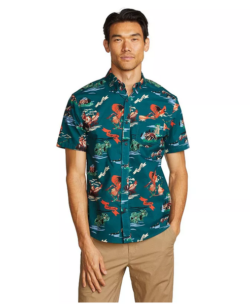 Eddie Bauer Casual Breathable Teal Mens Shirts