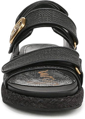 Sam Edelman Arlo Black Basketweave Open Toe Velcro Straps Raffia Sport Sandals