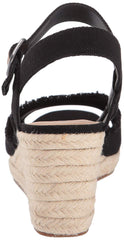 Lucky Brand Mindra Black Open Toe Platform Summer Espadrille Wedge Sandals (8, Black)