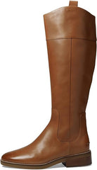 Cole Haan Hampshire British Tan Leather Rounded Toe Pull On Stacked Heel Boots