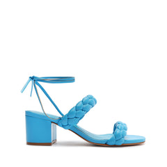Schutz Zarda True Blue Braided Straps Ankle Straps Open Toe Block Heel Sandals