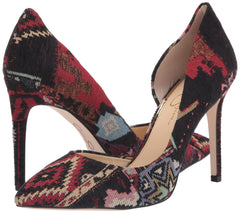 Jessica Simpson Prizma Red Multi Cara Plaid Pointed Toe Slip on Stiletto Pumps