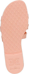 Sam Edelman Bay Pink Rosette Round Open Toe Slip On Leather Strap Slide Sandals