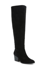 Vince Camuto Nestel Black Suede Fashion Rounded Toe Block Heel Knee High Boots