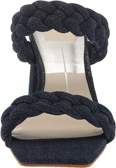 Dolce Vita Paily Indigo Denim Braided Straps Open Toe Block Heeled Sandals