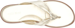 Cole Haan Fiona Soft Gold Squared Open Toe Slip On Flat Thong Slides Sandals