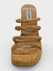 Steve Madden Observe Natural Fashion Slip On Platform High Block Heeled Sandals